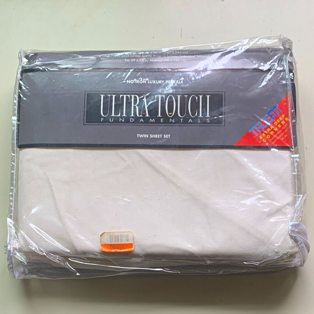 Ultra Touch Fundamentals Twin Sheet Set Percale White Solid Deep Fitted